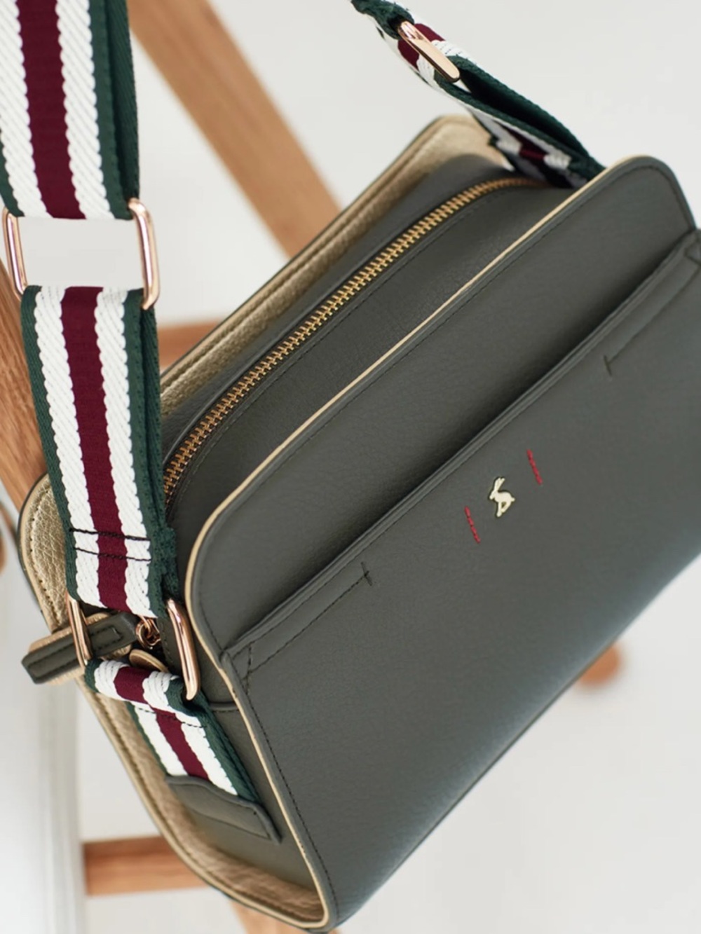 Joules Zia Vegan Leather Camera Bag - Khaki Green